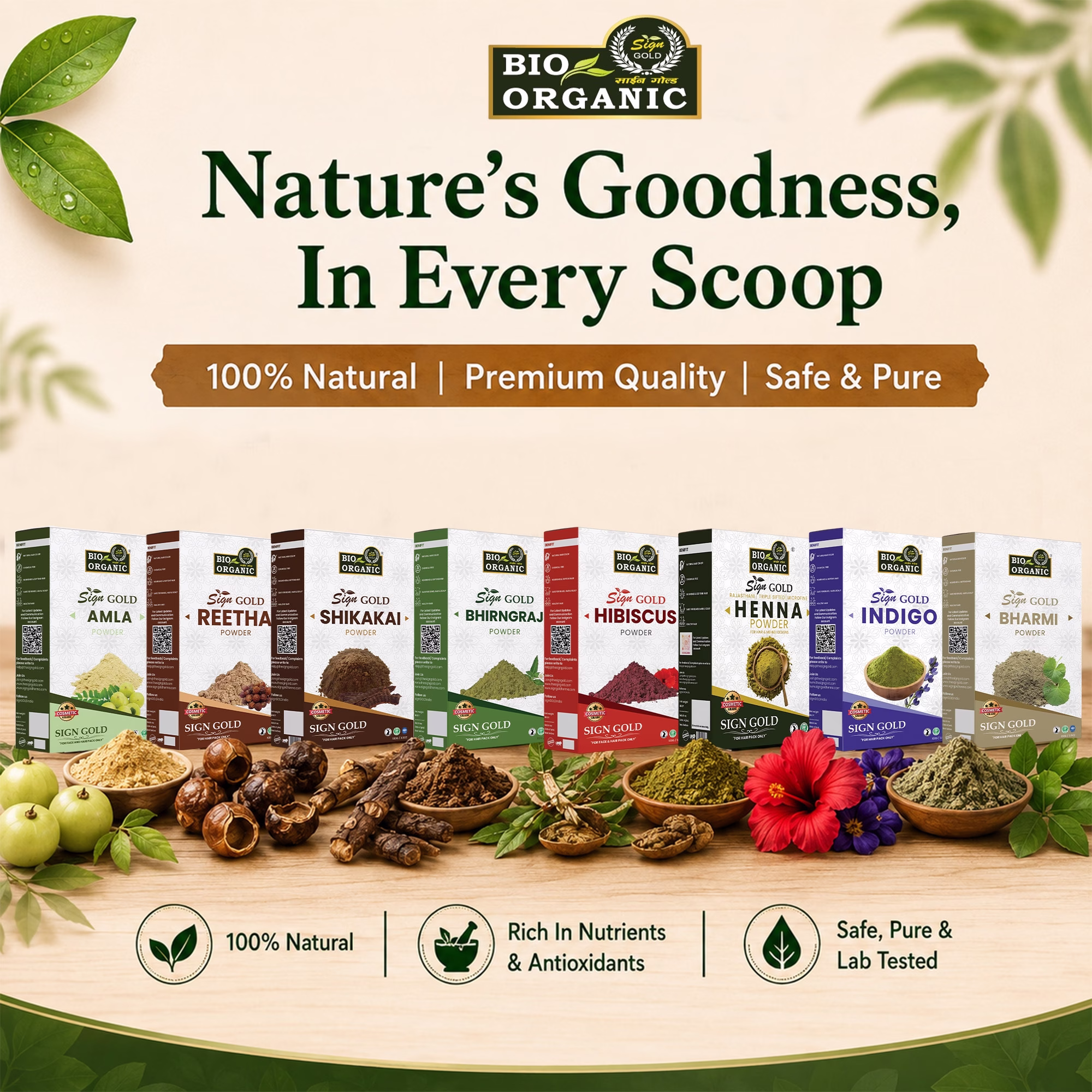 AMLA AREETHA SHIKAKAI BHRINGHRAJ HIBISCUS INDIGO HENNA BRAHMI